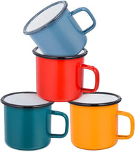 HaWare Enamel Coffee Tea Mug Set of 4 Red/Yellow/Blue/Green Enamel Drinking Mugs Cups, Ideal for Home/Office/Travel/Camping, Resusable & Portable, 350 ml12 Ounce