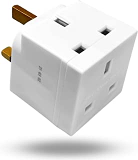 2 Way Double Plug Adaptor, 13A 250V UK 3 Pin Multi Socket Extension Multiplug Adapter - 3 Pins Socket Splitter Extension UK Plug, Double Adapter Plug UK for DVD, Computer, Laptop, TV & Accessories