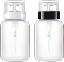 HEALLILY 2Pcs Nail Polish Remover Bottles Push Down Empty Lockable Pump Dispenser Bottle Plastic Press Bottle for Nail Polish Makeup Remover 200ml