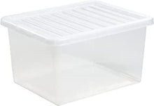 5x 35 Litre CLEAR PLASTIC STACKER BOX Large Storage Box With Lids