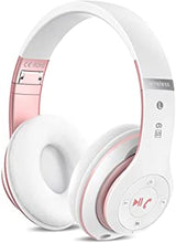 Prtukyt Bluetooth Headphones Over-Ear,Foldable Wireless and Wired Stereo Headset Micro SD/TF, FM for Phones/Samsung/Pads/PC, Comfortable Earmuffs &Light weight for Prolonged Wearing(White & Rose Gold)