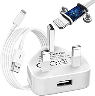 3 pin Usb Adapter Plug Uk With Iphone Cable 1m White Usb Plug Usb Wall Plug Charger Head,Usb Charger Plug Uk Mobile Phone Mains Chargers Usb Plugs Compatible With other Mobile Phones Smart Plug.