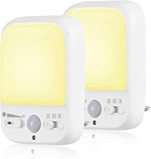 LED Night Light Plug in Walls, Night Light Motion Sensor with 4 Lighting Modes, Brightness Adjustable Warm White Lamp, Eye-Friendly Night Lighting for Baby, Kids, Hallways, Stairs