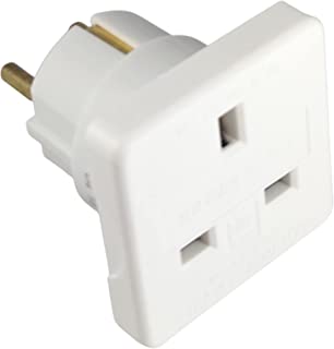 SUNNY G Adapter Plug UK to Europe with 1 YEAR WARRANTY converts a Plug Adapter UK to Europe - Max 10A 250V - EU Adapter Plug White