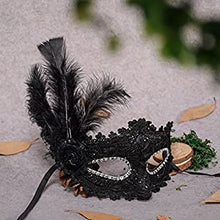 Veewon Fashion Venetian Face Mask Feather Decoration Women Masquerade Masks for Halloween, Masquerade, Costume Party (Black)