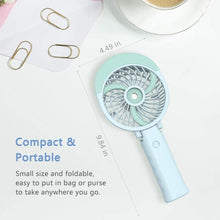 HandFan Handheld Fan Misting Hand Held Fan Rechargeable Battery Operated Portable 3 Speeds & 55ml Spray &180Foldable With Metal Clip USB Personal Water Fan For Travel Camping Outdoor Women