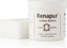 Renapur Leather Balsam, Natural Balm, Conditioner and Restorer (200 ml + Applicator Sponge)  Protector for Sofas, Furniture, Shoes, Bags, Car Seats, Saddlery & Tack (Original)