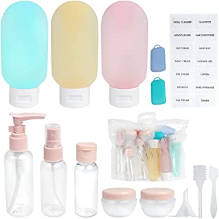 ZTMY Travel Bottles Set for Toiletries,15PCS Travel Accessories Leakproof Squeezable Travel Bottles Refillable Containers Kit Empty Containers with Bags for Cosmetic Shampoo Lotion Liquids