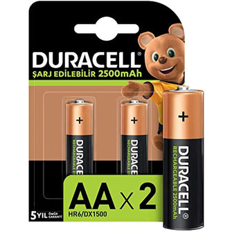 Duracell HR6 / DX1500 Rechargeable AA 2500mAh Batteries, 2, 1 pack