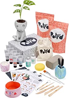 Pott'd™ Home Air-Dry Clay Pottery Kit for Beginners, Pottery Kit for Adults. Kit Includes: Air-Dry Clay, Tools, Paints, Brushes, Sealant, How-to-Guide, Air Drying Clay Kit, Gift - Pastel Paints