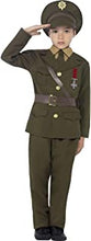 Smiffy's Children's Army Officer Costume, Jacket, Belt, Trousers, Hat, Mock Shirt & Tie, Boys, Size:L, Colour: Green, 27536