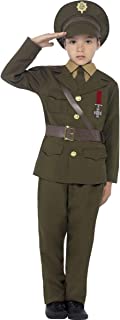 Smiffy's Children's Army Officer Costume, Jacket, Belt, Trousers, Hat, Mock Shirt & Tie, Boys, Size:L, Colour: Green, 27536