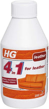 HG 4-in-1 Leather Cleaner, Premium Leather Cleaner and Conditioner to Restore & Nourish Leather Furniture & Accessories, Effective Leather Polish, Leather Treatment Protects Against Stains - 250ml