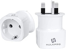 2 Pack Hulkpro European to UK Adapter, 13amp fuse 3250W, Plug Adaptor EU to UK Plug Adapter 2 Pin to 3 Pin for Travel for Shaver Toothbrush Hairdryer From France, Italy, Spain, Germany Euro to UK