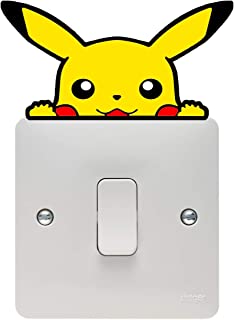 PRO CUT GRAPHICS - 1 x Peeking Pikachu Light Switch - Wall Art Nursery Sticker Skin Vinyl Decal Bedroom Girls Boys (Full Colour Print)