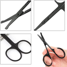 Stainless Steel Nose Hair Scissors for Trimming Facial Hair Ear Hair Eyebrow(Black)