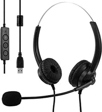 USB Headset with Microphone Noise Canceling 2.5m Length Stereo PC Headset for Laptop Computer, Multi-Use USB Headsets Earphone for Call Center, Skype Webinar Office Business