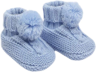 Gum & Berries Soft Touch Baby Boys Girls 1 Pair Pom Pom Baby Booties Infant Bootees Soft Cute Newborn -12 Months