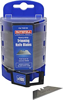 Faithfull FAITKB100 Heavy-Duty 100 Trimming Knife Blades With Single Blade Dispenser