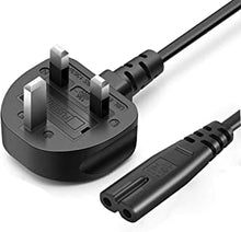 Fig 8 AC Power Cable, IEC C7 Mains Power Lead, 2 Pin Universal UK Plug Power Cord for PS4, PC Monitors, Smart TV Monitor, Printer, Computer, Printer