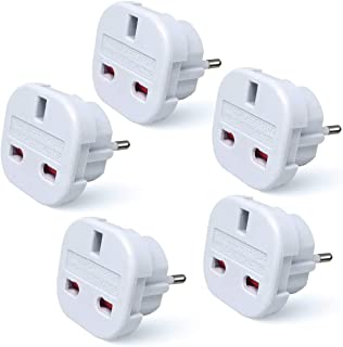 Travel Adapter - UK to EU Euro European adapter White Plug 2 Pin - Pack of 5