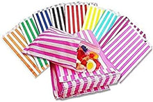 5" x 7" Mixed Assorted Colours Candy Striped Sweet Paper Bags  Pack of 100  Wedding Buffet Favour Cake Gift Pick n Mix Shop