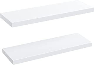 STOREMIC Floating Shelves, White Shelves with Length 60cm, Set of 2 Wall Shelves, Easy to Install Decorative Shelf with Large Storage for Bedroom, Bathroom, Home Office, Living Room