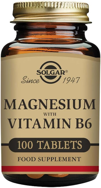 Solgar Magnesium with Vitamin B6 - Supports Energy Levels - Reduce Tiredness and Fatigue - Muscle Function - Vegan - 100 Tablets