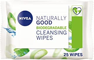 NIVEA Biodegradable Naturally Good Wipes (25 Wipes), Biodegradable Wipes Made from 100% Plant Fibres, Natural Make-Up Wipes, Face Wipes Makeup Remover