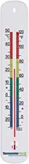 Wall Thermometer 215mm - Colour Coded Room Thermometer - Made in UK for Home Office, Garden or Greenhouse Indoor and Outdoor Temperature Thermometer Wall Mounted