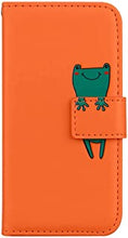 iPhone SE 2022 Case, iPhone SE 2020 Case, iPhone 7/8 Case, Protective PU Leather Flip Wallet Cute Case for Women Girls with [Kickstand ] [Magnetic Clasp] [Card Holder] [Animal Pattern], Orange & Frog