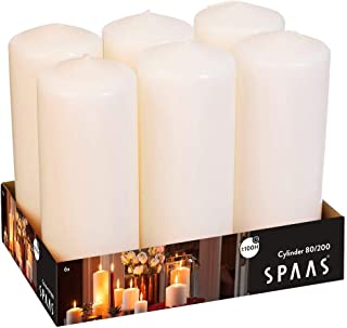 Spaas 6 Unscented Pillar Candle 80/200 mm, ± 100 Hours, Ivory