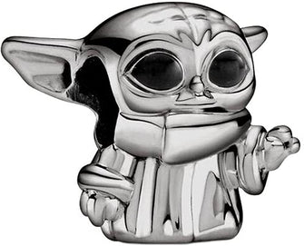 Star Wars Baby Yoda Grogu Black Charm 925 Sterling Silver Pendant Charm Compatible with Pandora Charms,and Many Other UK Charm Bracelets.