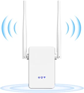 WiFi Extender Booster, 300Mbps WiFi Booster 2.4GHz Band WiFi Booster Range Extender, WiFi Extender Support Repeater/ Router/ AP Mode, WiFi Range Extender with 2*5dBi Antennas, WAN/LAN Port, UK Plug