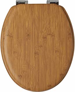 wilko Bamboo Print Toilet Seat, Made from Moulded Wood, Fits Most Standard UK Toilets, Fittings Included, 44.5 x 36.7cm