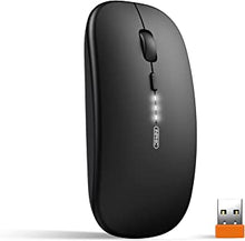 INPHIC Wireless Mouse Rechargable, [Upgraded], Ultra Slim Silent 2.4G Cordless Mouse 1600 DPI with USB Receiver for Laptop PC Computer Mac Tablet, Battery Level Visible, Black