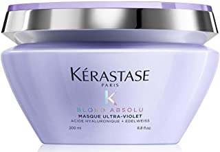 Kérastase Blond Absolu, Anti-Brass Purple Hair Mask, For Lightened and Highlighted Cool Blonde Hair, With Hyaluronic Acid and Edelweiss Flower, Masque Ultra Violet, 200ml