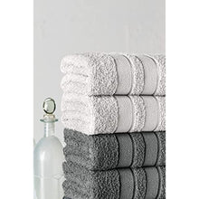 Murum Home Lia tricolor hand-facial towel, 6 package, 6 pieces 50x85, soft and absorbent, premium quality daily use 100% cotton towel (white-gray-black)