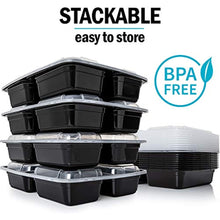 [Pack of 30] 3-Compartment BPA-Free Reusable Meal Prep Containers - Plastic Food Storage Trays with Airtight Lids - Microwave, Freezer and Dishwasher Safe - Stackable Bento Lunch Boxes (32 oz)