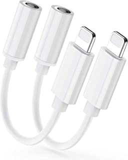 [Apple MFi Certified]2 Pack iPhone 3.5mm Headphone Adapter, Lightning to 3.5mm Earphone Jack Adapter Aux Audio Dongle Converter for iPhone 13/12/11/11 Pro/XR/X/XS/8/8Plus/7/7Plus