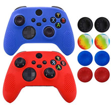 Xbox Series Controller for Case, Xbox Series X / S Compatible Nature Walking Pouch Non-Slip Spiked Silicone Controller Cover X2 8pcs With Thumb Grip Case (Red, Blue)