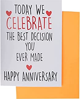 Cheeky Chops Funny Anniversary Card Valentines Love Husband Wife Partner - Best Decision A40, Full colour