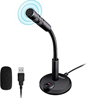 Veetop USB Microphone, Omnidirectional USB Computer Microphone, USB PC Mic, USB Condenser Mic for Conferencing, Games, Chat, Podcasting, Skype, Compatible with Laptop, Mac, PS4, Windows, Linux, MAC OS