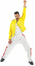 Fun Shack Mens 80s Rock Costume Singer British Icons Fancy Dress Yellow Jacket Mens Halloween Costumes for Men Adult M L XL