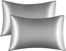 Maple&Stone Satin Pillowcases 2 Pack for Hair and Skin Queen Size Light Grey-50x75cm Silky Summer Cool Pillow Cases for Bedding, Soft Breathable Cooling Satin Pillow Covers with Envelope Closure