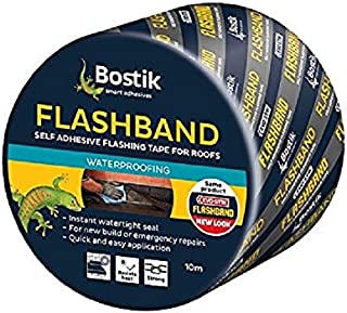 Bostik Flashband Self Adhesive Flashing Tape for Roofs, Provides an Instant Watertight Seal, Colour: Grey, 50mm x 10m