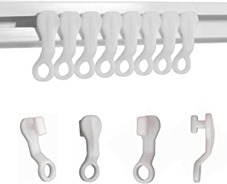 50 pcs White Curtain Track Runners Rail Glider Hooks Easy Fit Strong Plastic