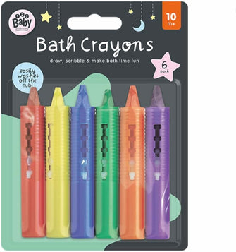 123 BABY Play-tec Bath Crayons for Draw, Develop Creativity, Imagination, Scribble and Make Bath Time Fun, Easy Washable Wipe Clean-6 Pack