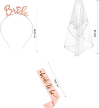 Bride to Be Sash and Hen Party Accessories Kit - Includes Sash, Tiara, Bride Veil with Comb, Ideal for Bridal Showers, Bachelorette Parties, and Weddings - Perfect for Brides-to-Be,3 Pack