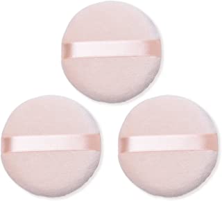 Powder Puffs Makeup Puffs for Loose Powder - 3 PCS Cotton Cosmetic Makeup Face Sponges - Professional 3.15inch Round Powder Puffs for Face and Body